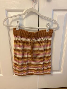 l*space Striped Knit Mini Skirt in Mustard, Pink & Cream